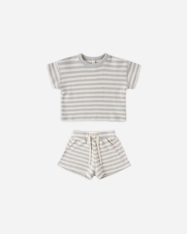 Sky Stripe Waffle Tee + Short Set