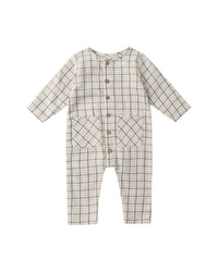 Blue Plaid Pocketed Jumpsuit