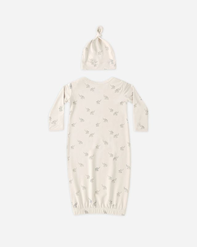 Elephants Bamboo Gown + Hat Set