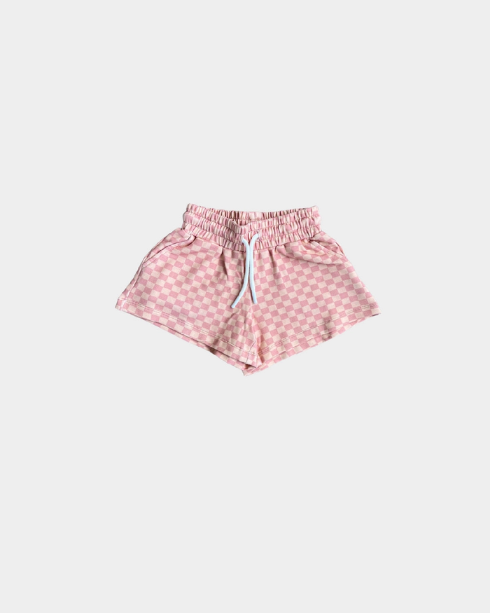 Pink Lemonade Checkered Sweat Shorts