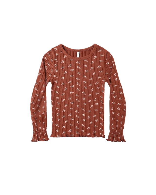 Ruby Ditsy Ribbed Long Sleeve Top