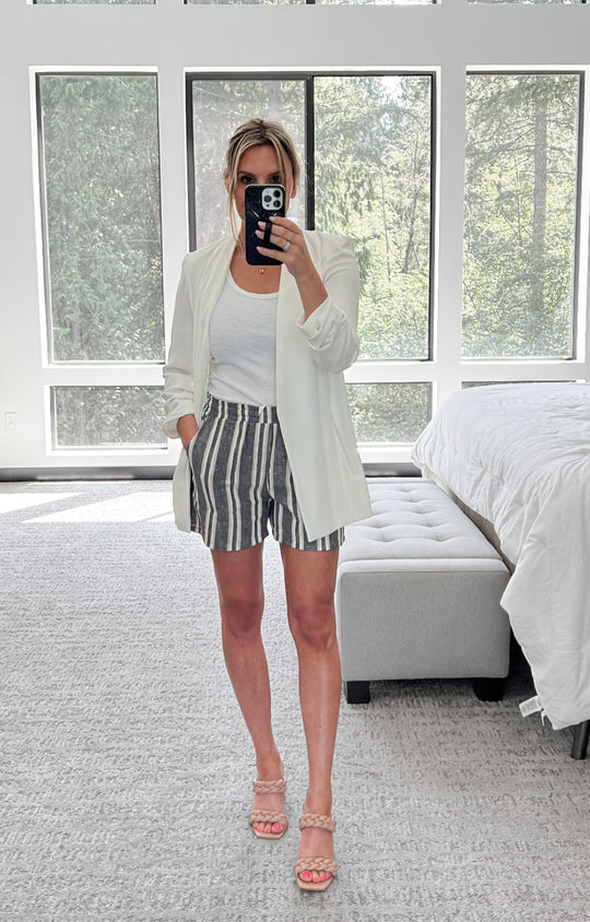 Adult Charcoal Stripe Linen Shorts