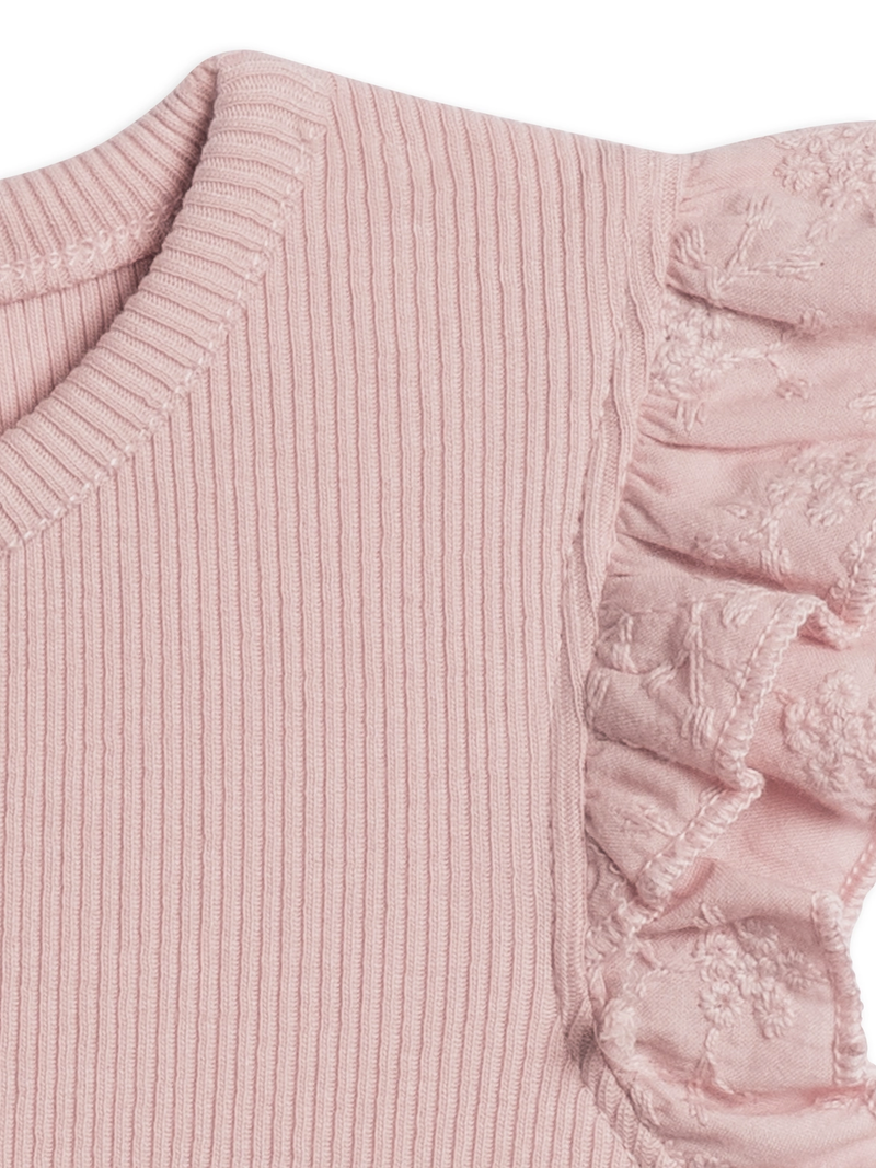 Rose Maggie Ribbed Ruffle Bodysuit