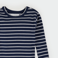 Navy Stripe Ribbed Modal Pajama Set