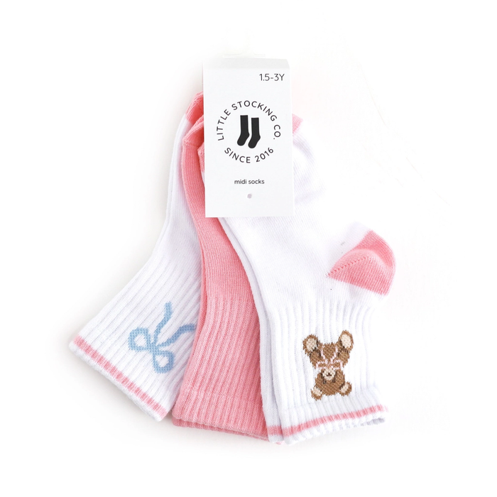 Teddy Bow Crew Socks