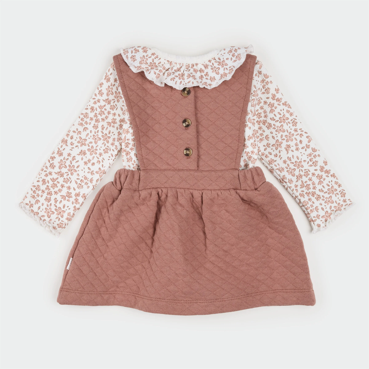 Floral Terracotta Quilted Overall Dress