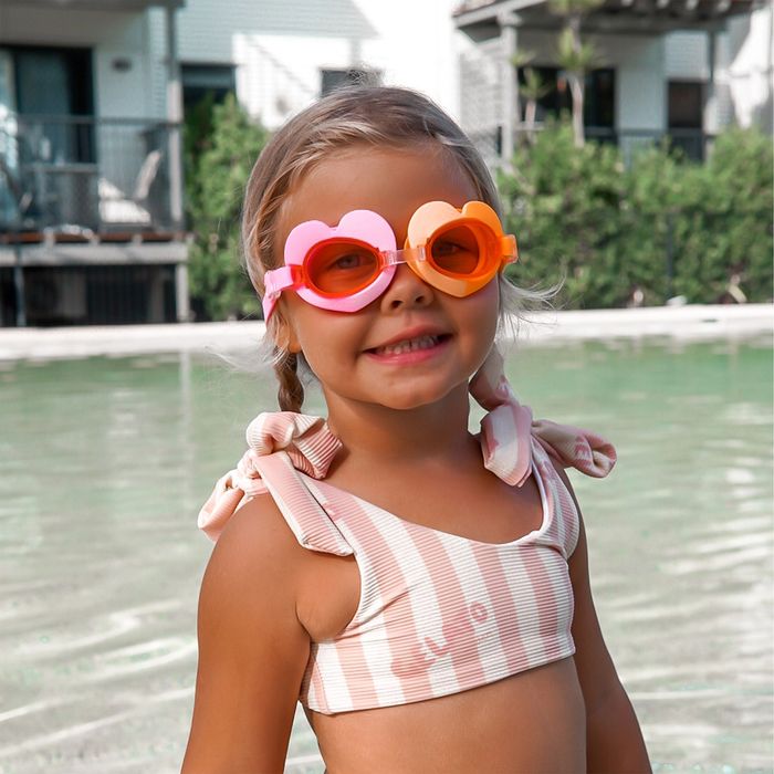 Pink Heart Kids Swimming Goggles