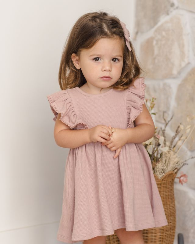 Mauve Waffle Daisy Dress
