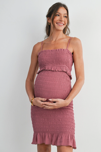 Mauve Smocked Tank Ruffle Dress