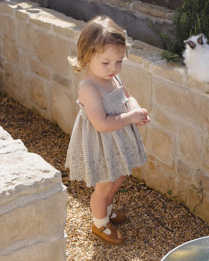 Sage Gingham Mae Smocked Top + Bloomer Set