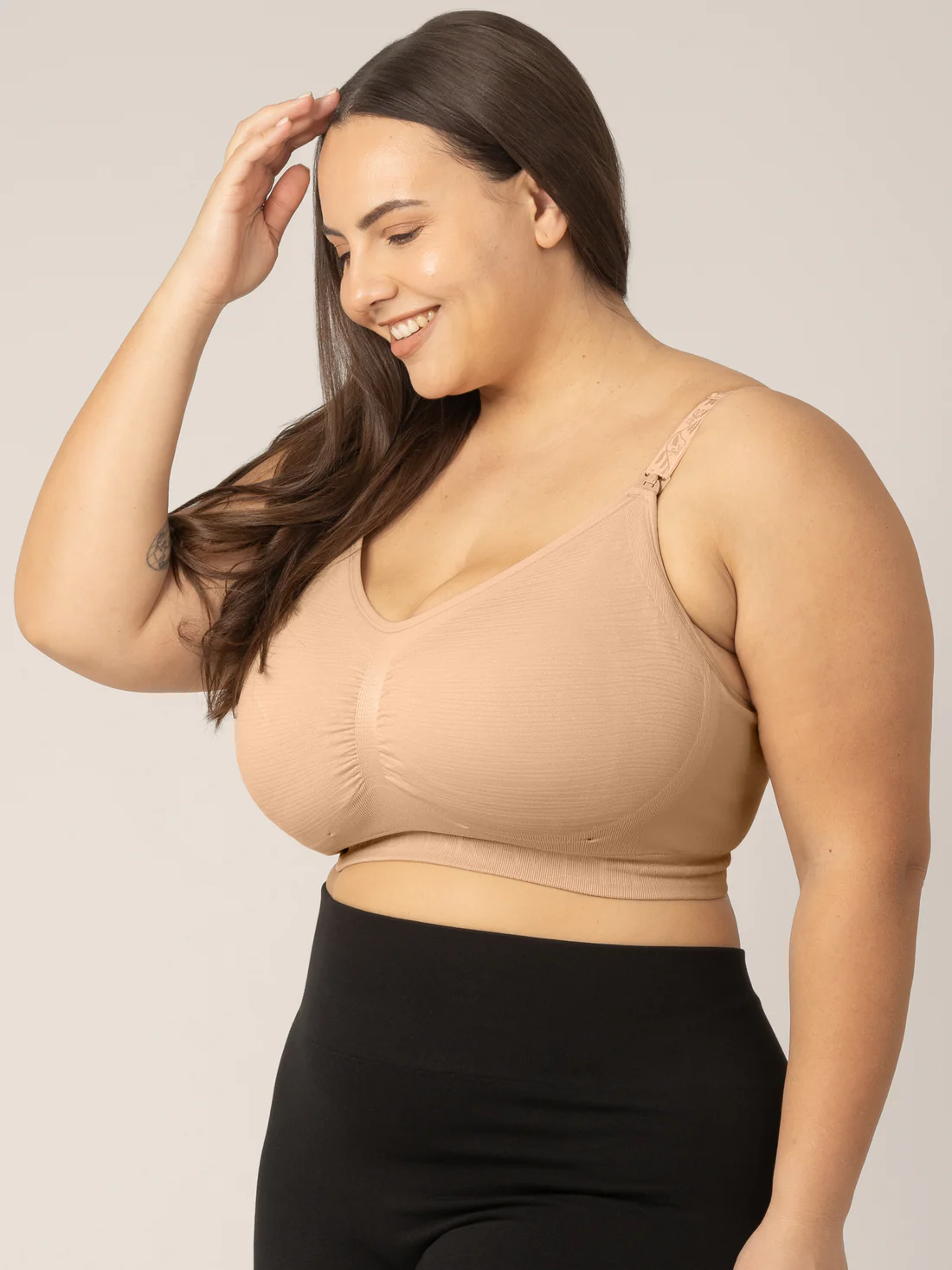 Beige Hands-Free Pumping + Nursing Bra