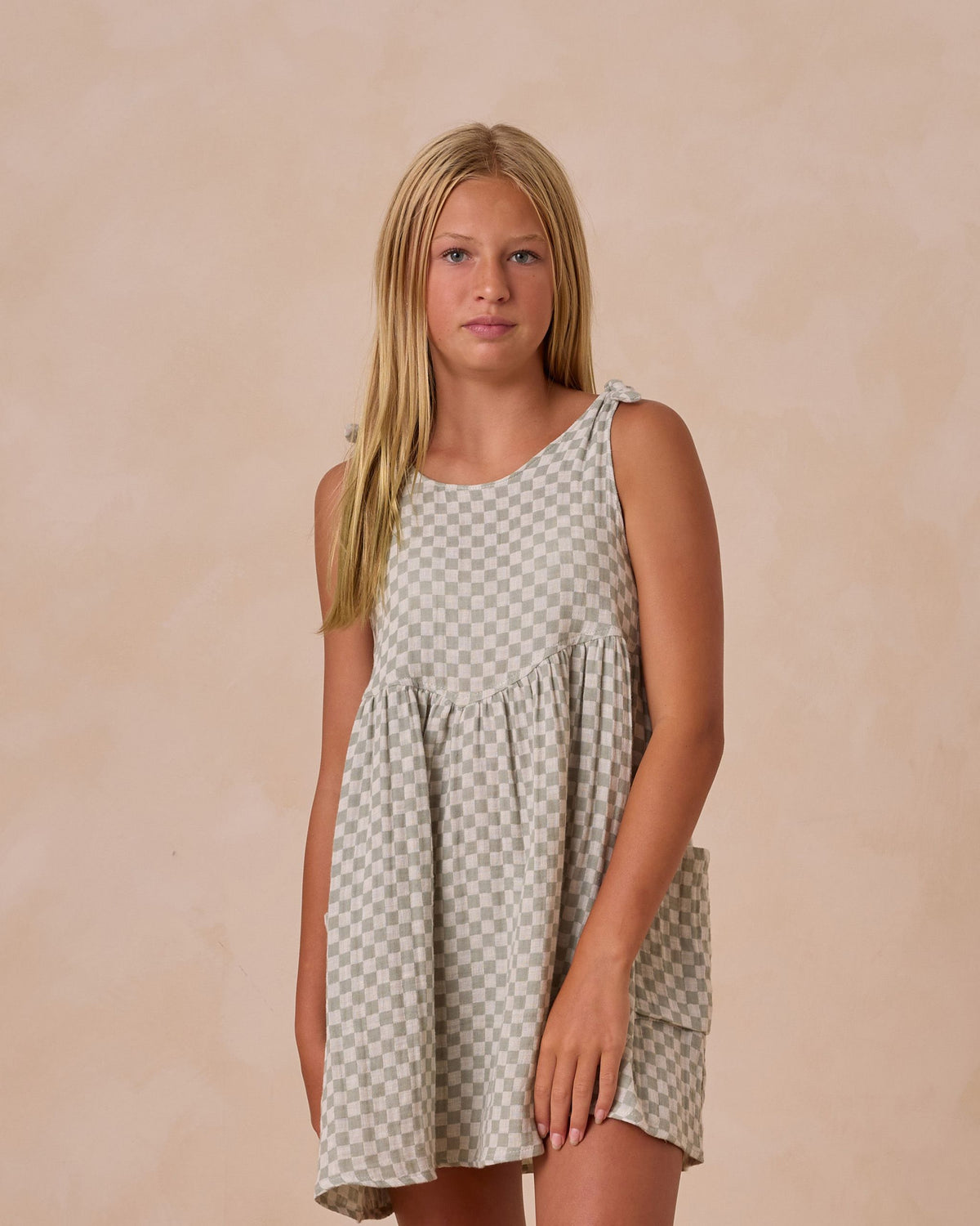 Sage Check Summer Dress