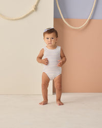 Periwinkle Stripe Moxie One-Piece