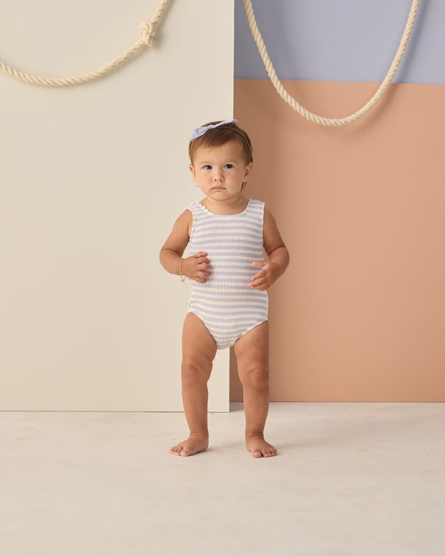Periwinkle Stripe Moxie One-Piece