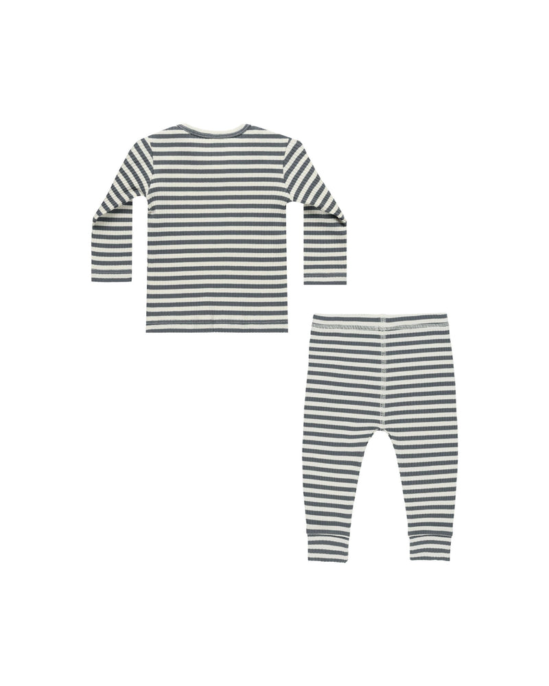 Indigo Stripe Ribbed Tee + Legging Set