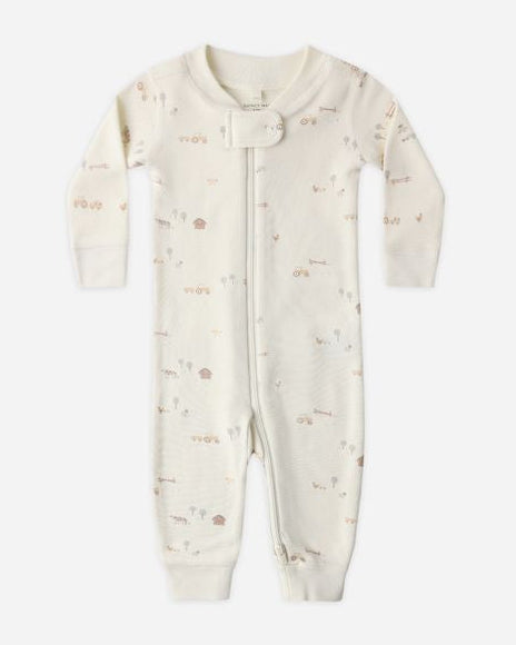 Baby onesie with a subtle pattern on a white background