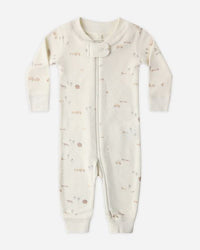 Baby onesie with a subtle pattern on a white background