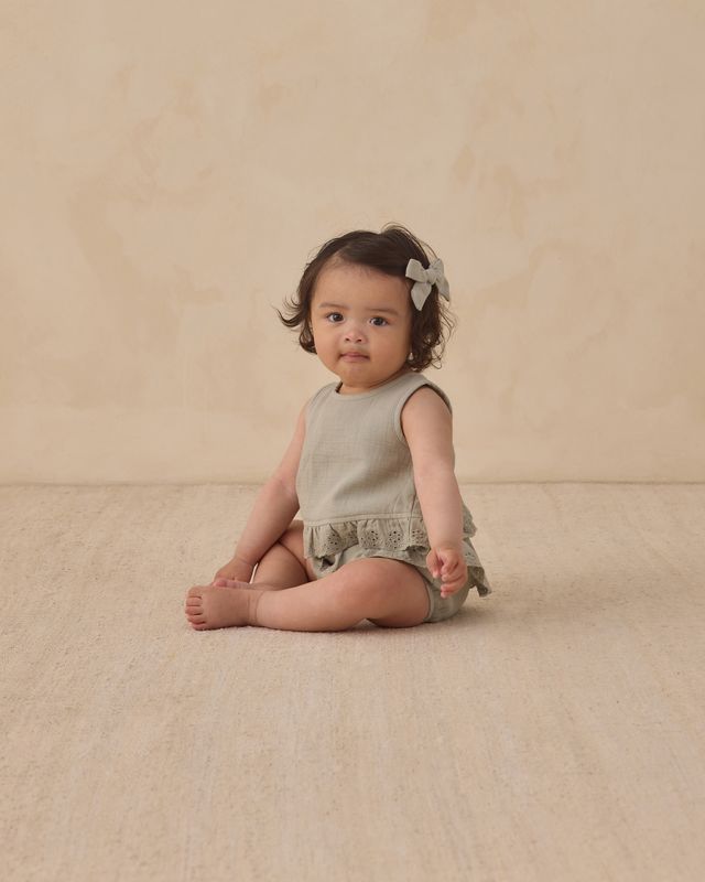 Sage Ruffled Tulip Top + Bloomer Set