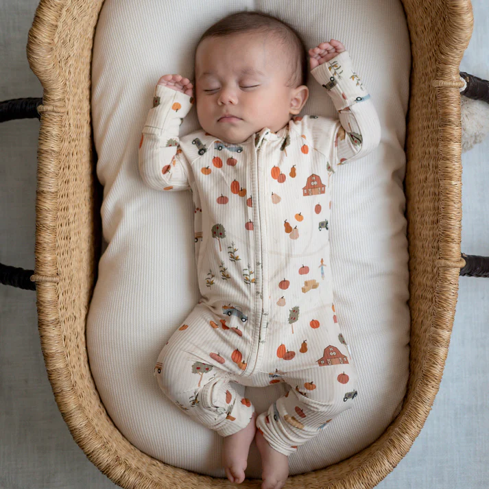 Pumpkin Patch Ribbed Bamboo Zip Romper