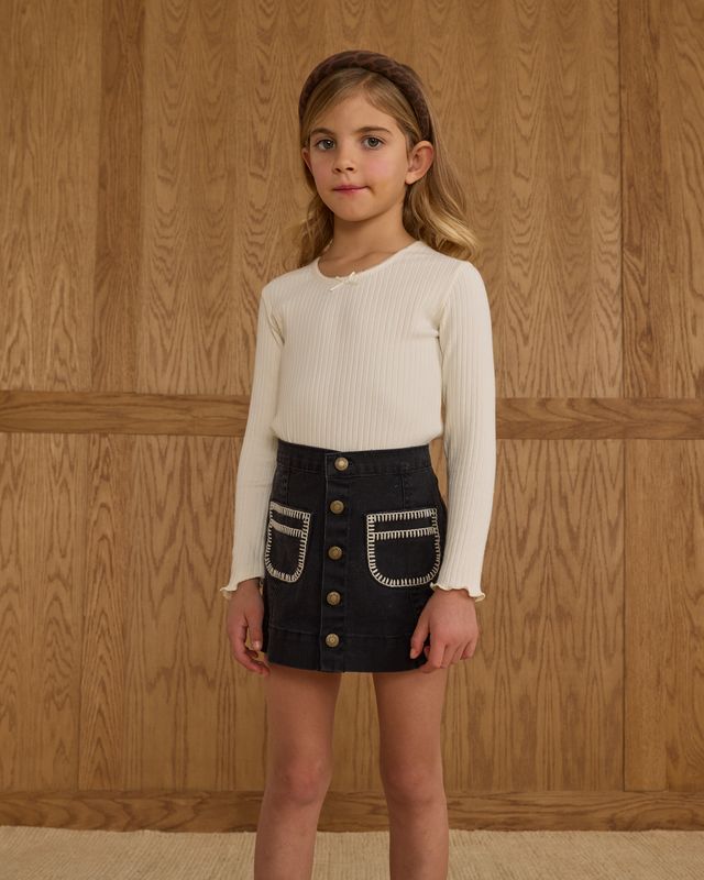 Black Stitched Denver Mini Skirt
