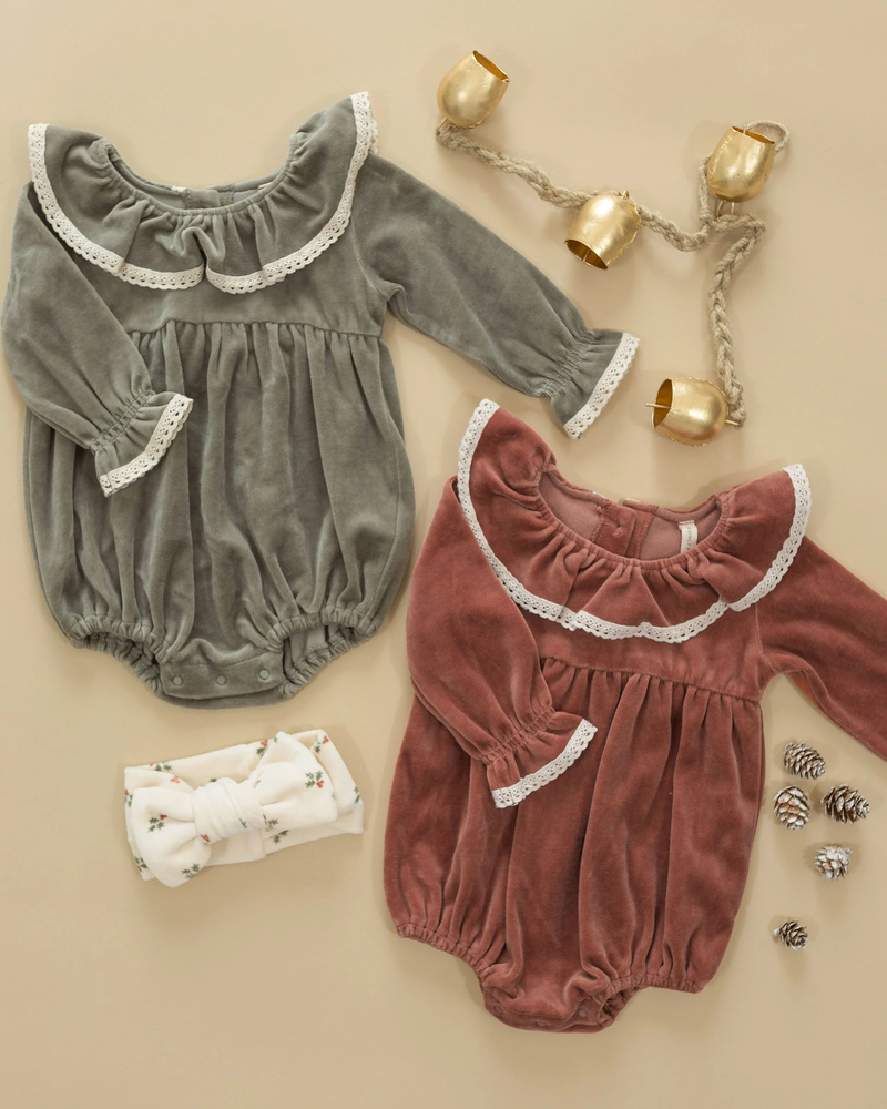 Cranberry Velour Romper