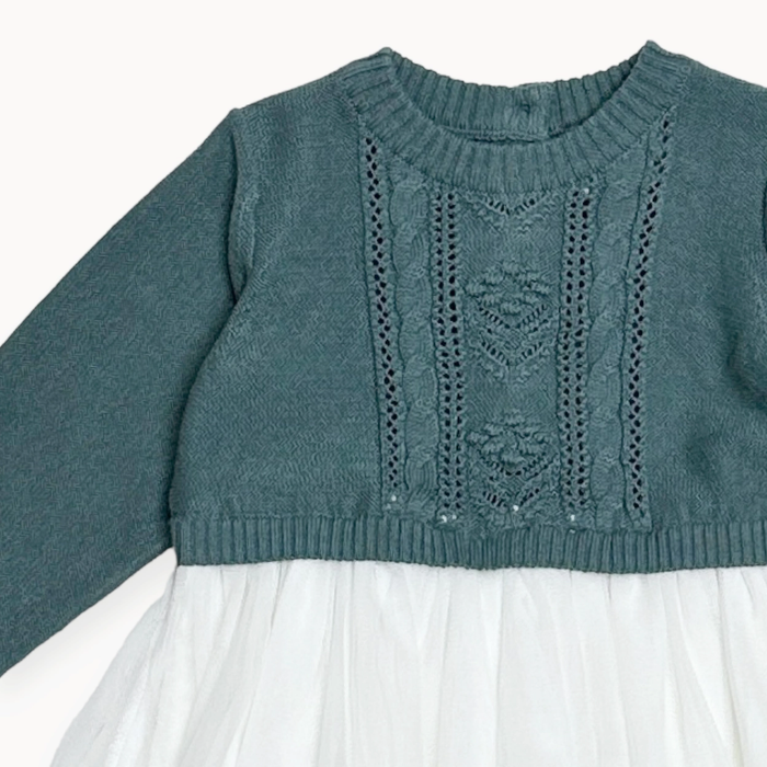 Teal Cable Knit Tutu Dress