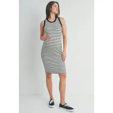 Black Striped Knit Dress