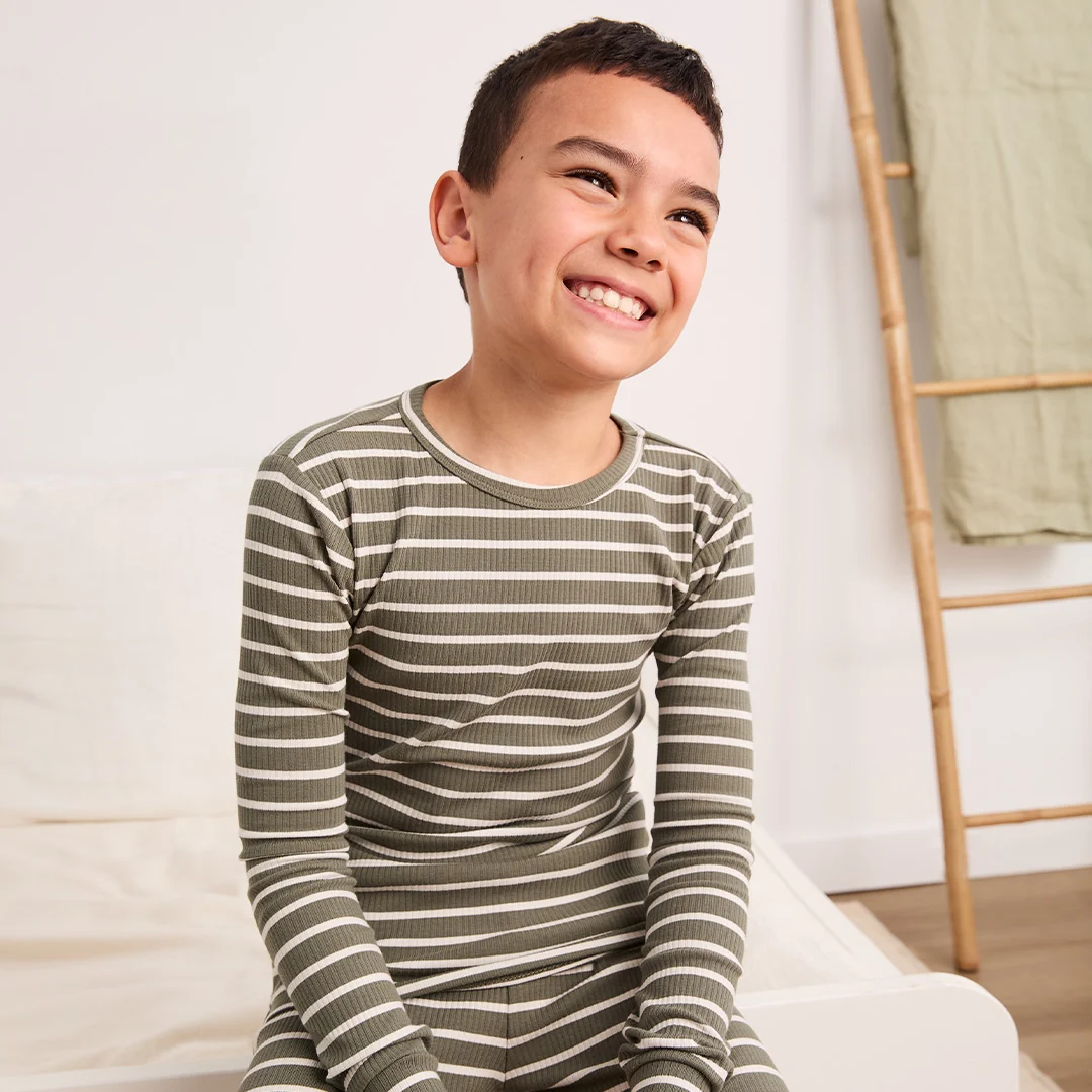 Green Striped Modal Pajama Set
