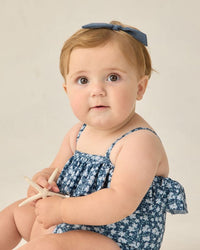 Navy Floral Ruffle One-Piece