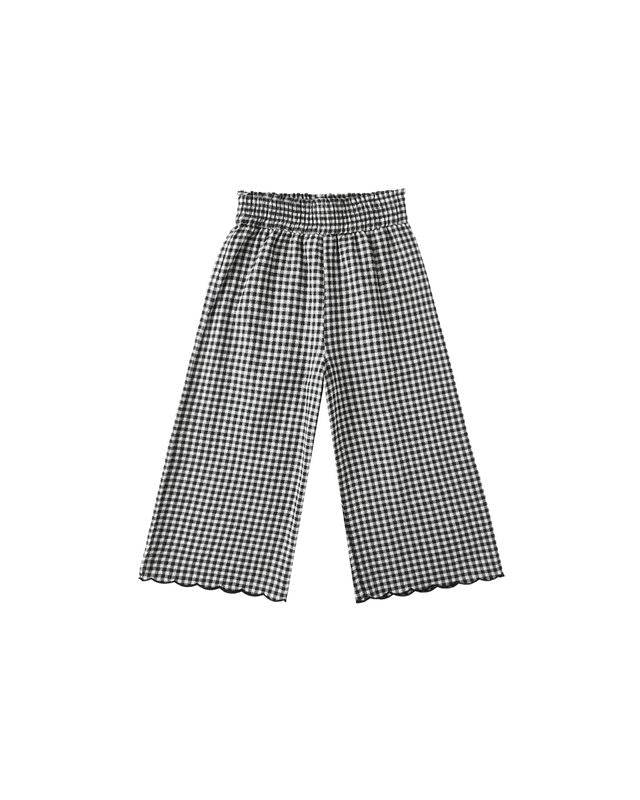 Black Gingham Wide Leg Pant