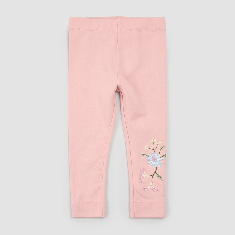 Pink Floral Embroidered Pullover + Legging Set