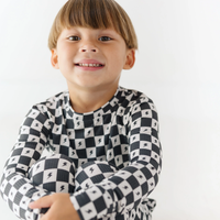 Checkered Lightning Bolt Small Ribbed Pajama Set