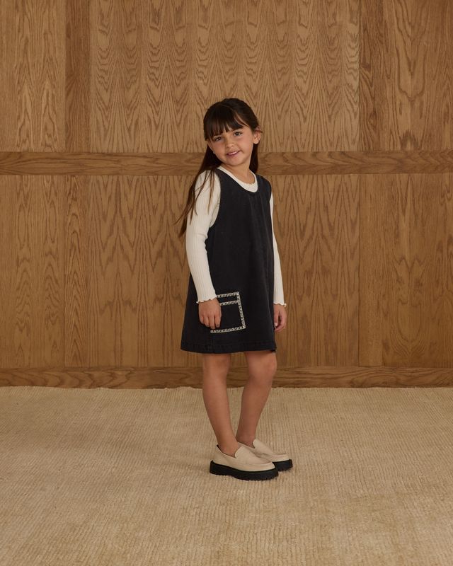 Black Stitched Overall Dress