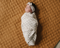 Taupe Checkered Bamboo Swaddle
