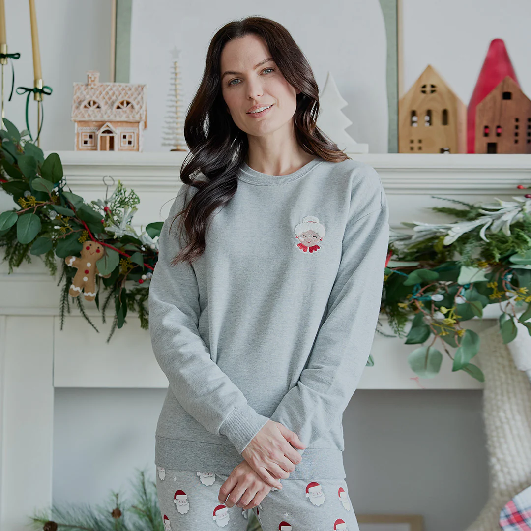 Mama Claus Embroidered Pullover
