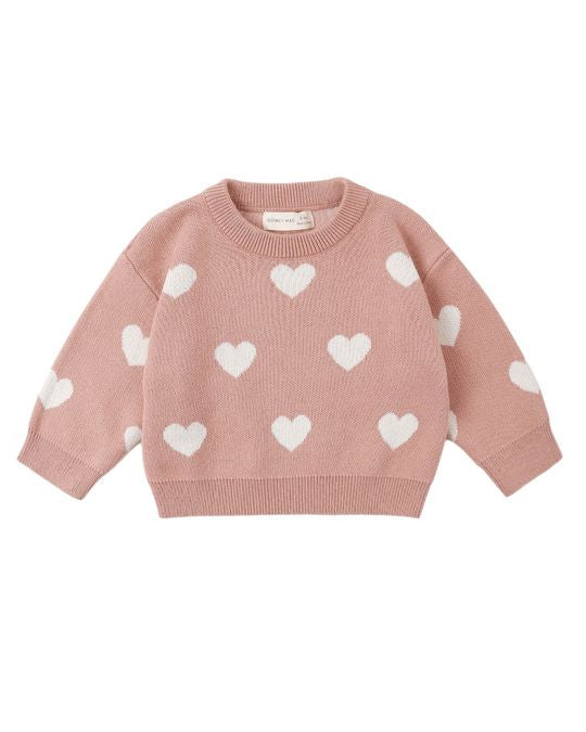 Pink Heart Knit Sweater