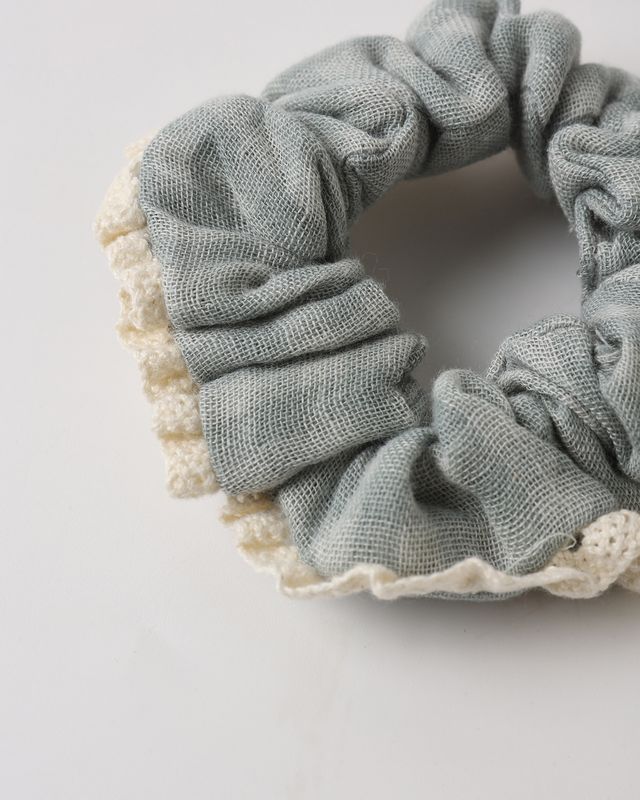 Green Gingham + Bloom Scrunchie Set