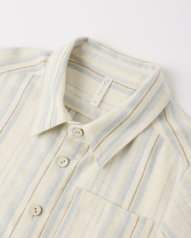 Sea Stripe Collared Short Sleeve Shirt