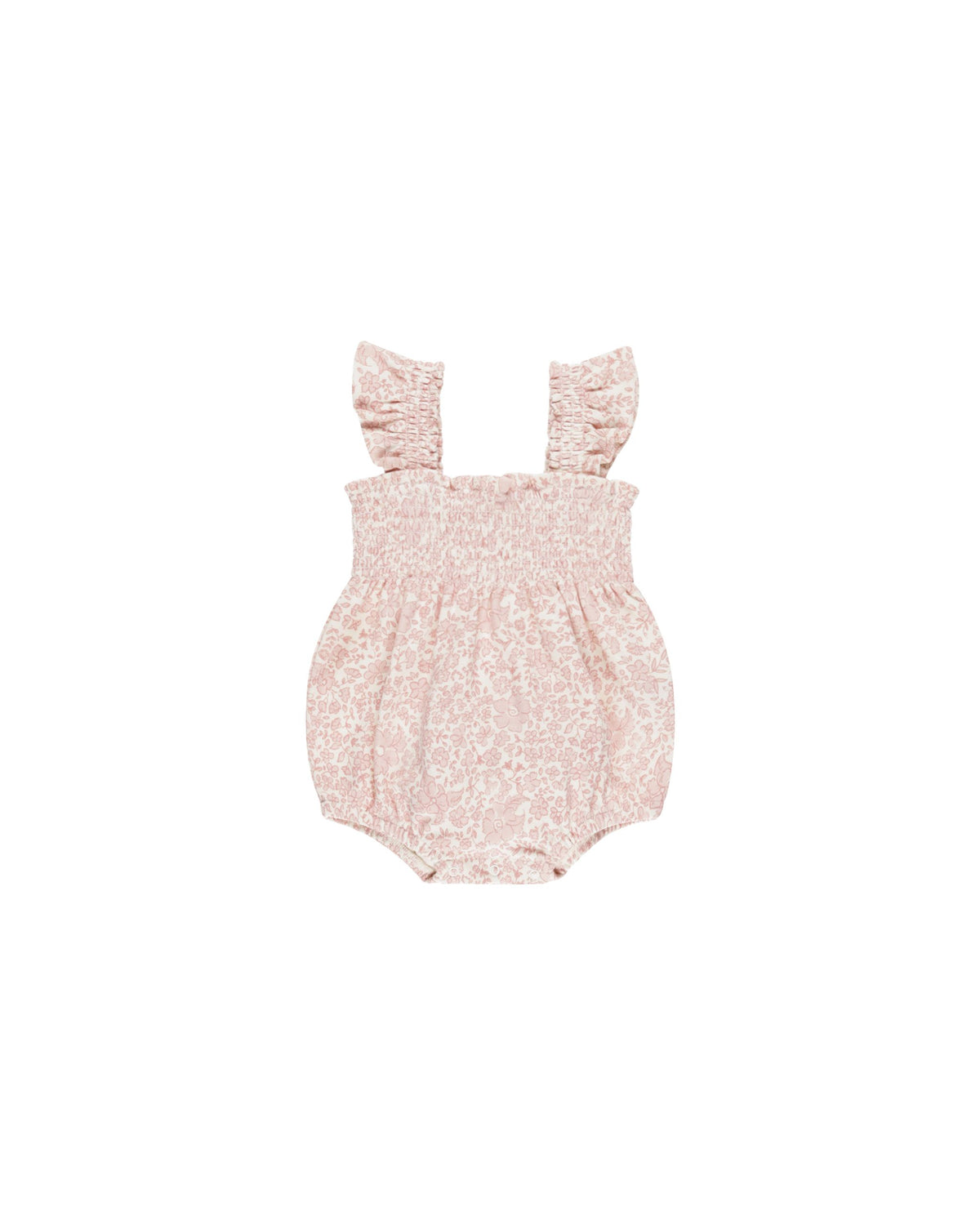 Pink Blossom Smocked Ruffle Sleeve Romper