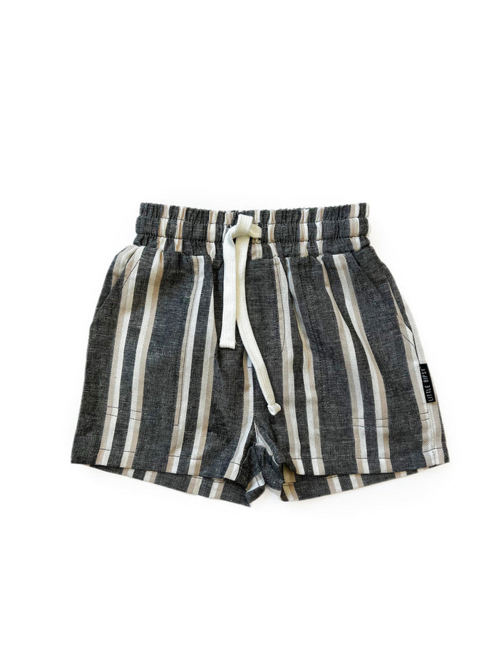 Charcoal Stripe Linen Shorts