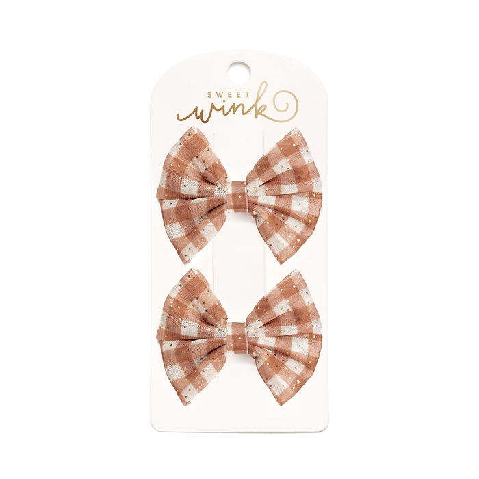 Gingham Tulle Bow Clips