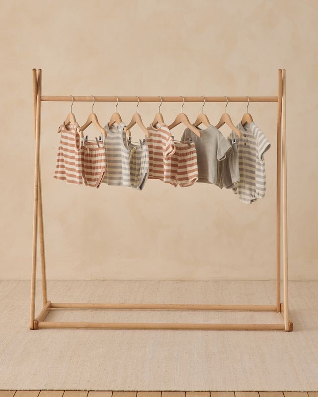 Latte Stripe Terry Tee + Short Set