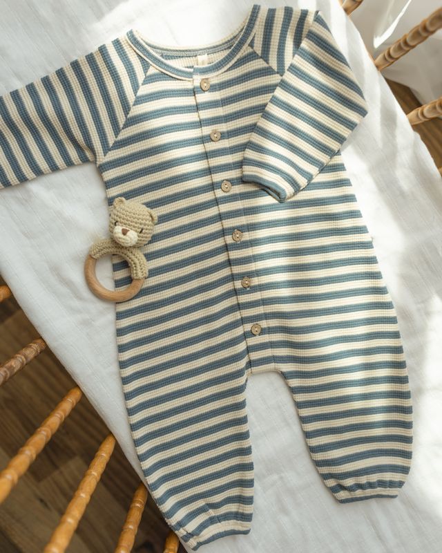 Ocean Stripe Waffle Jumpsuit
