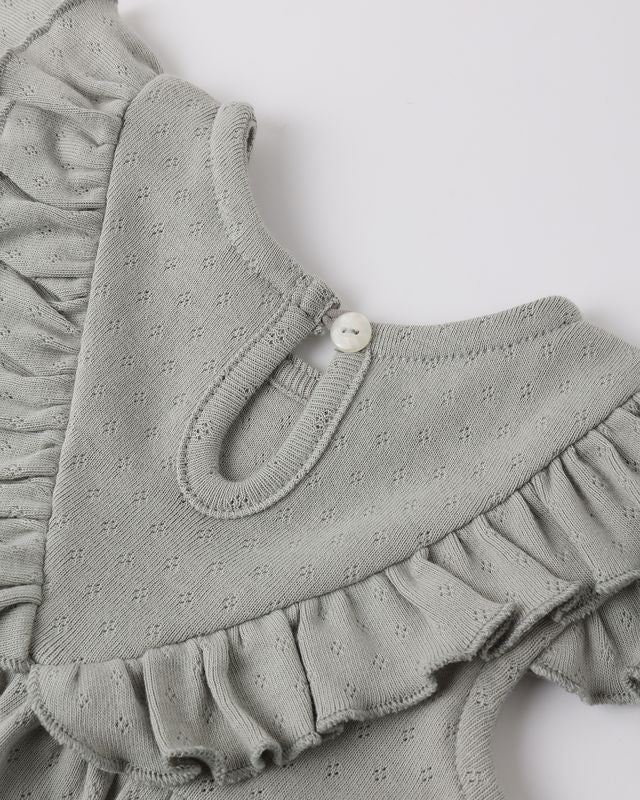 Sage Pointelle Ruffle Dress