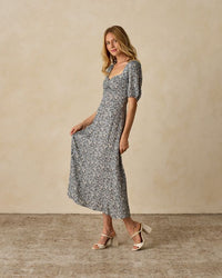 Women's French Blue Floral Violet Dress