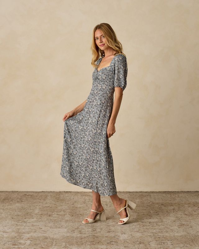 Women's French Blue Floral Violet Dress