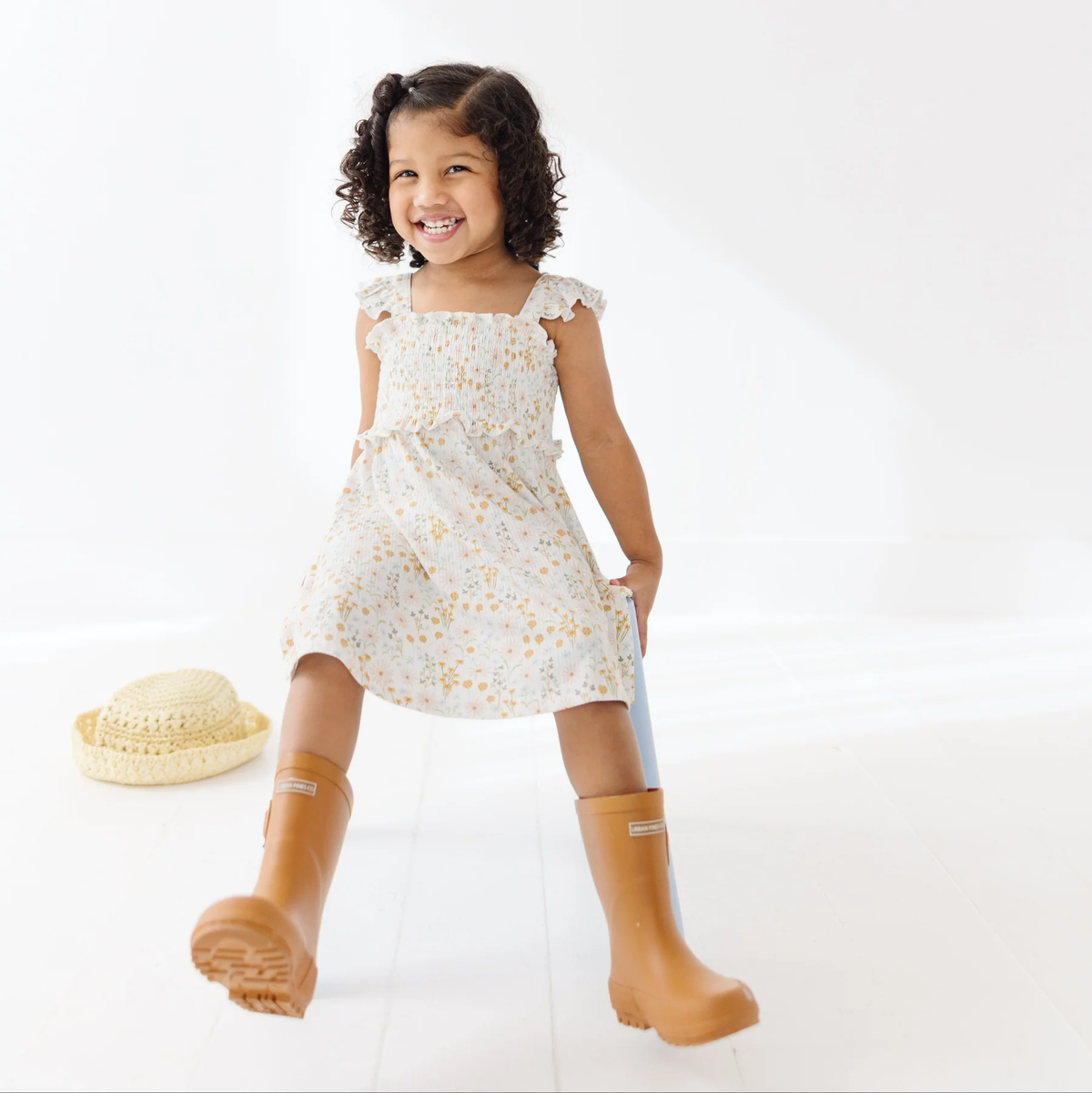 Whimsical Floral Bamboo Flutter Sleeve Dress