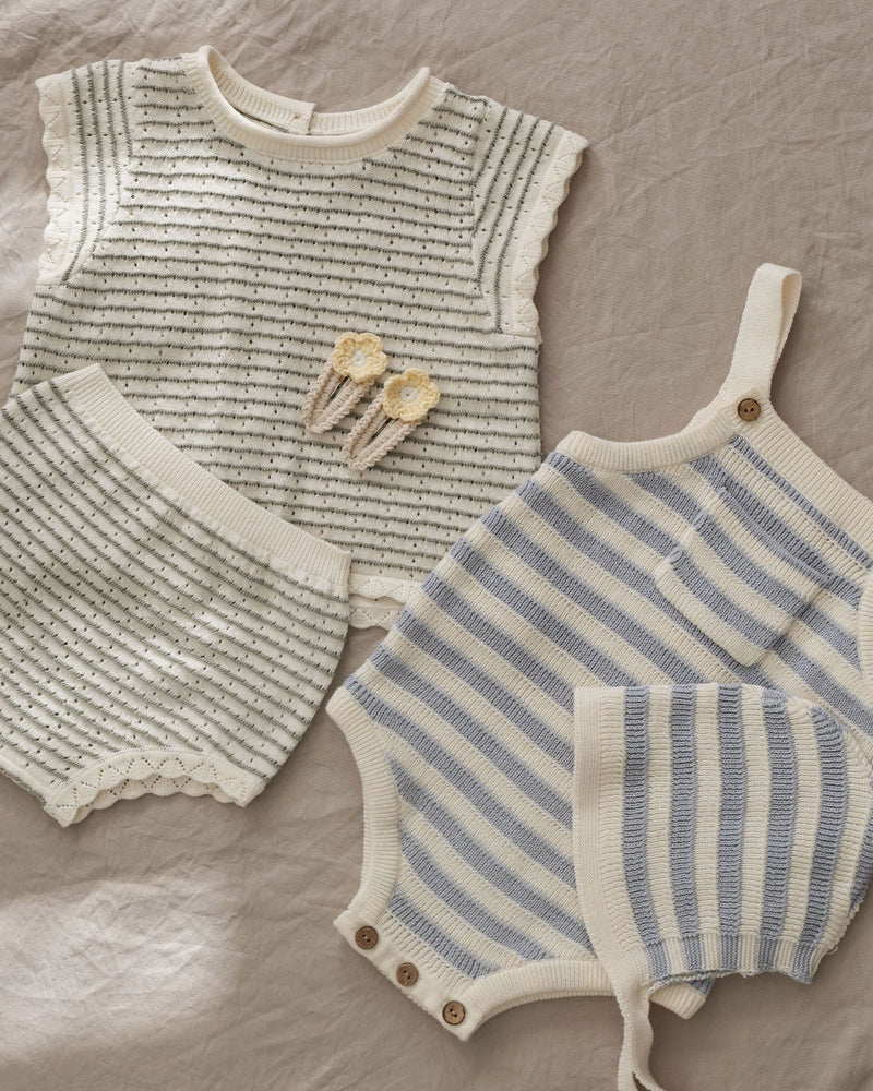 Sage Stripe Knit Baby Set