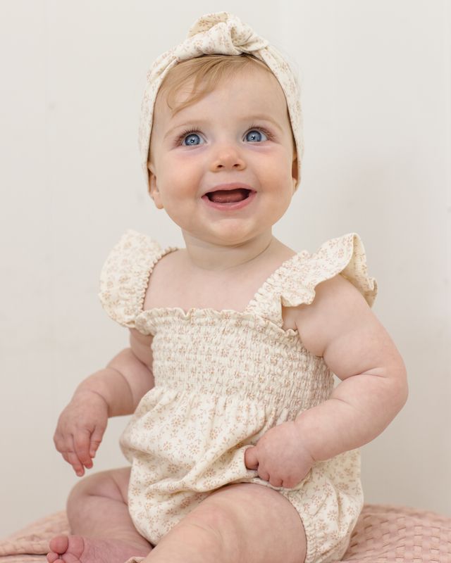 Ditsy Smocked Ruffle Romper
