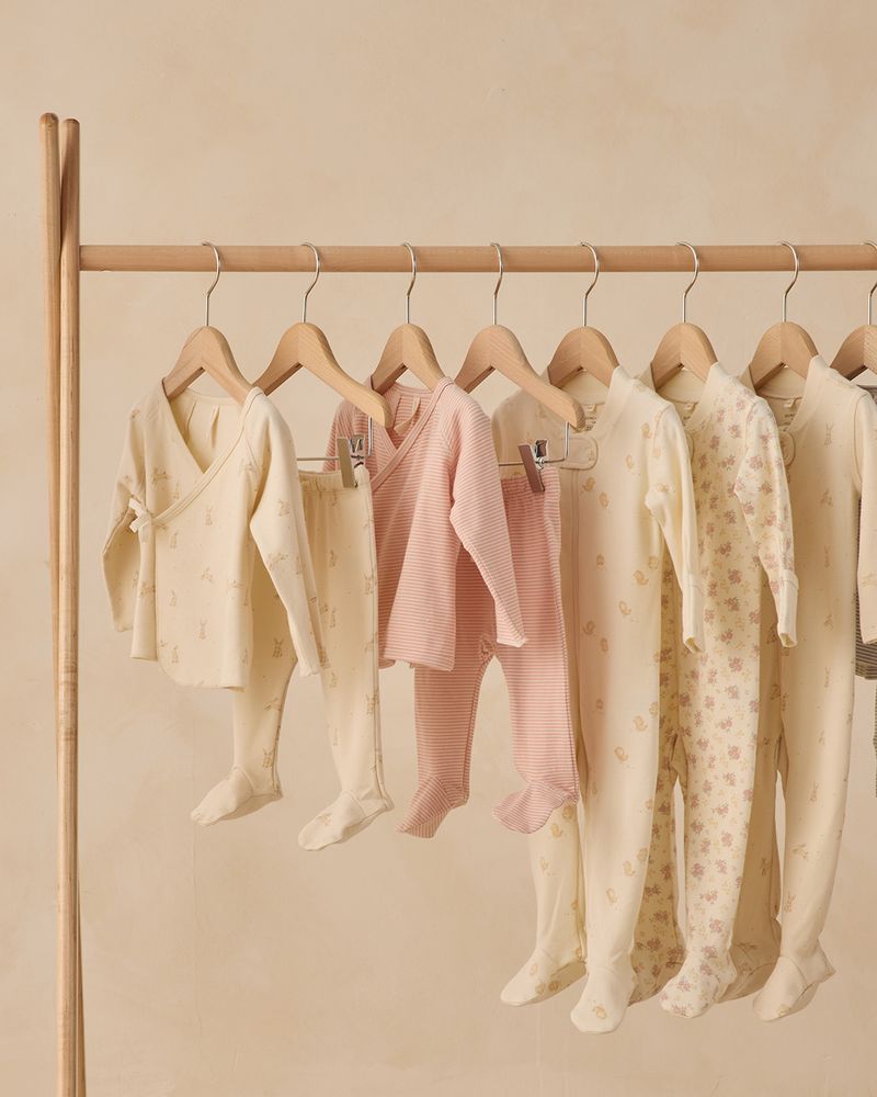 Melon Stripe Wrap Top + Footed Pant Set